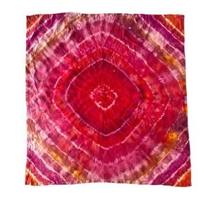 Vintage Hand Dyed Silk Scarf Pink Purple Orange 22 Inch Square Wearable Art